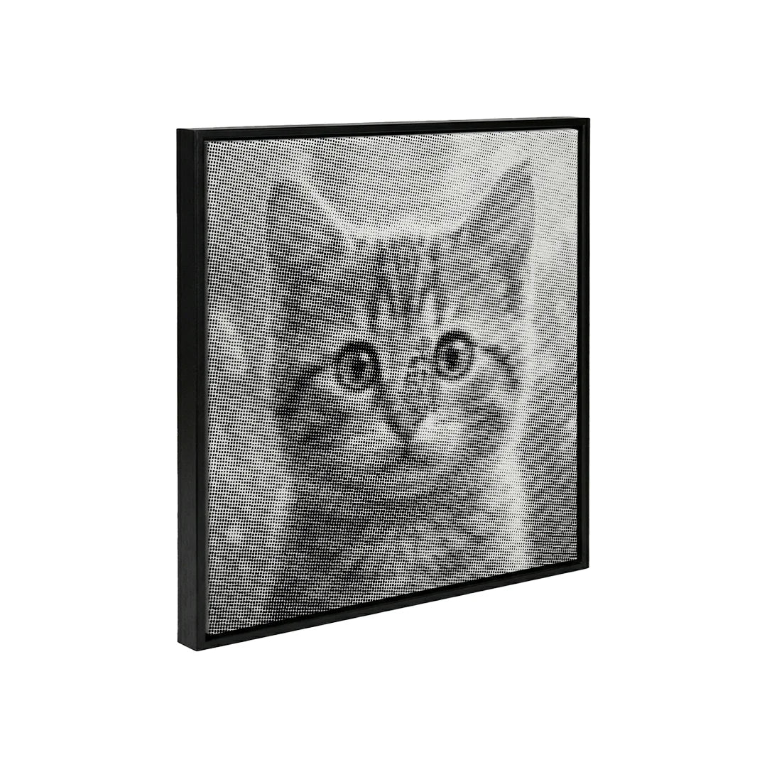 Kat met vlinder stip schilderij