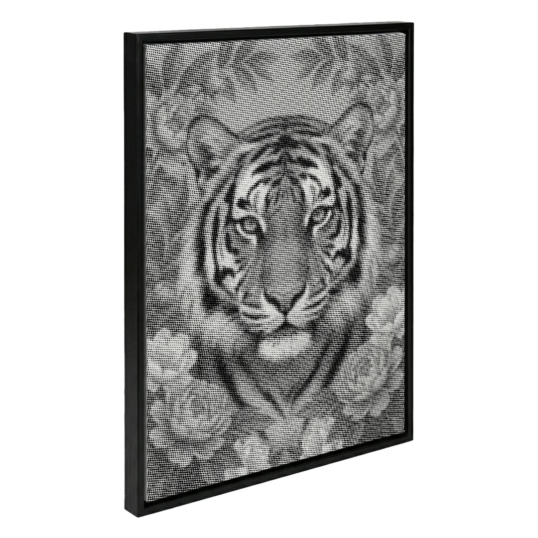 Tiger auf Blumen Punktmalerei