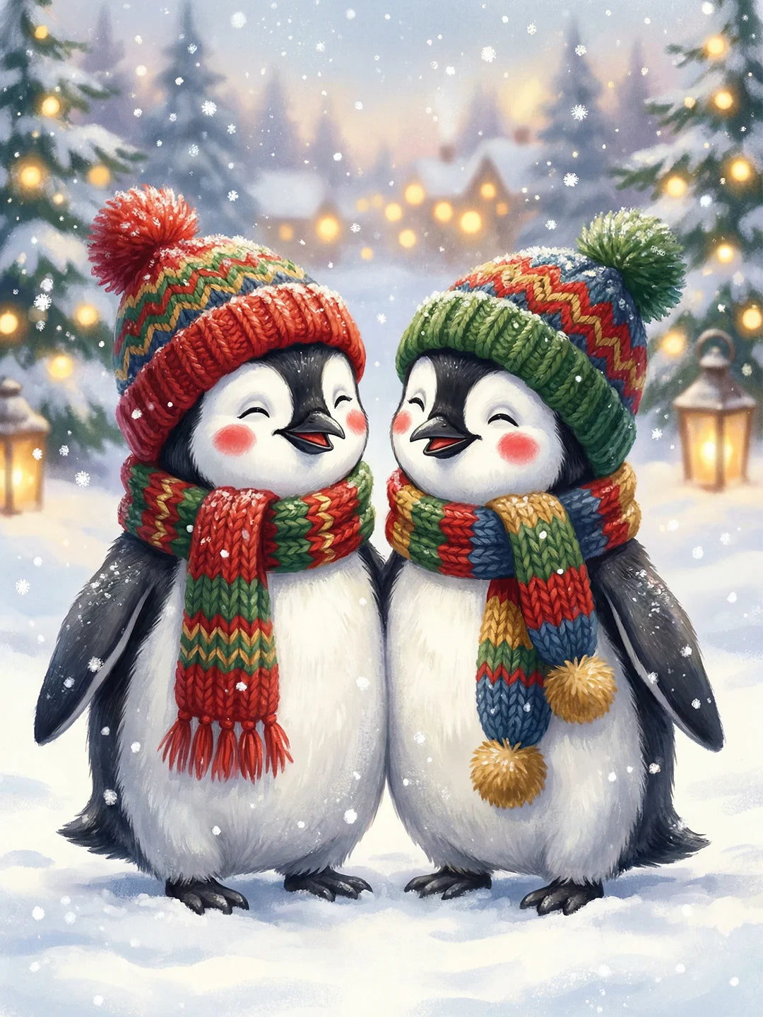 Winterpinguin-Punktmalerei