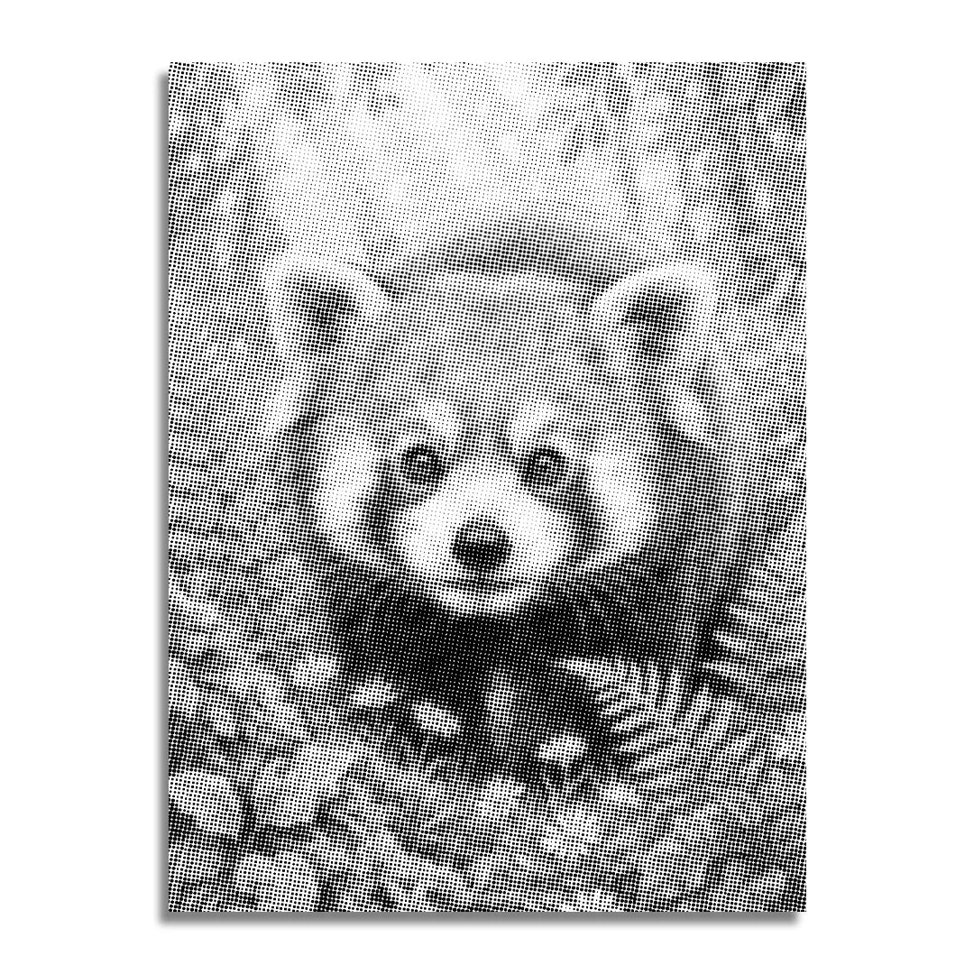 Roter Panda mit Blumen-Punktmalerei