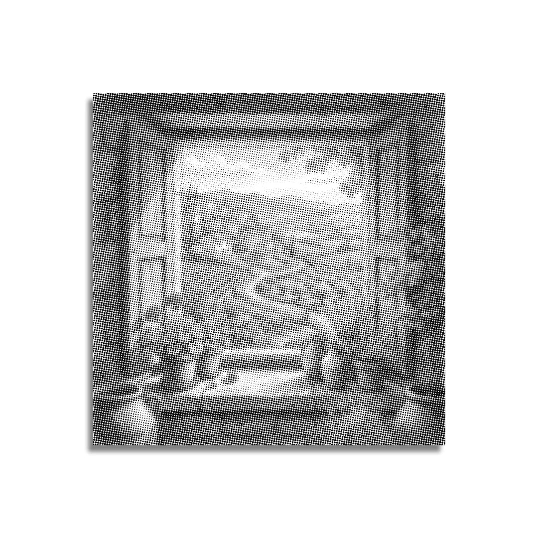 Blick durch Fensterläden, Punktmalerei