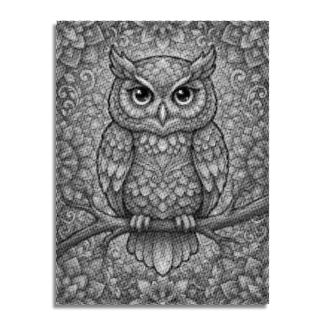 Eule auf Ast-Punktmalerei