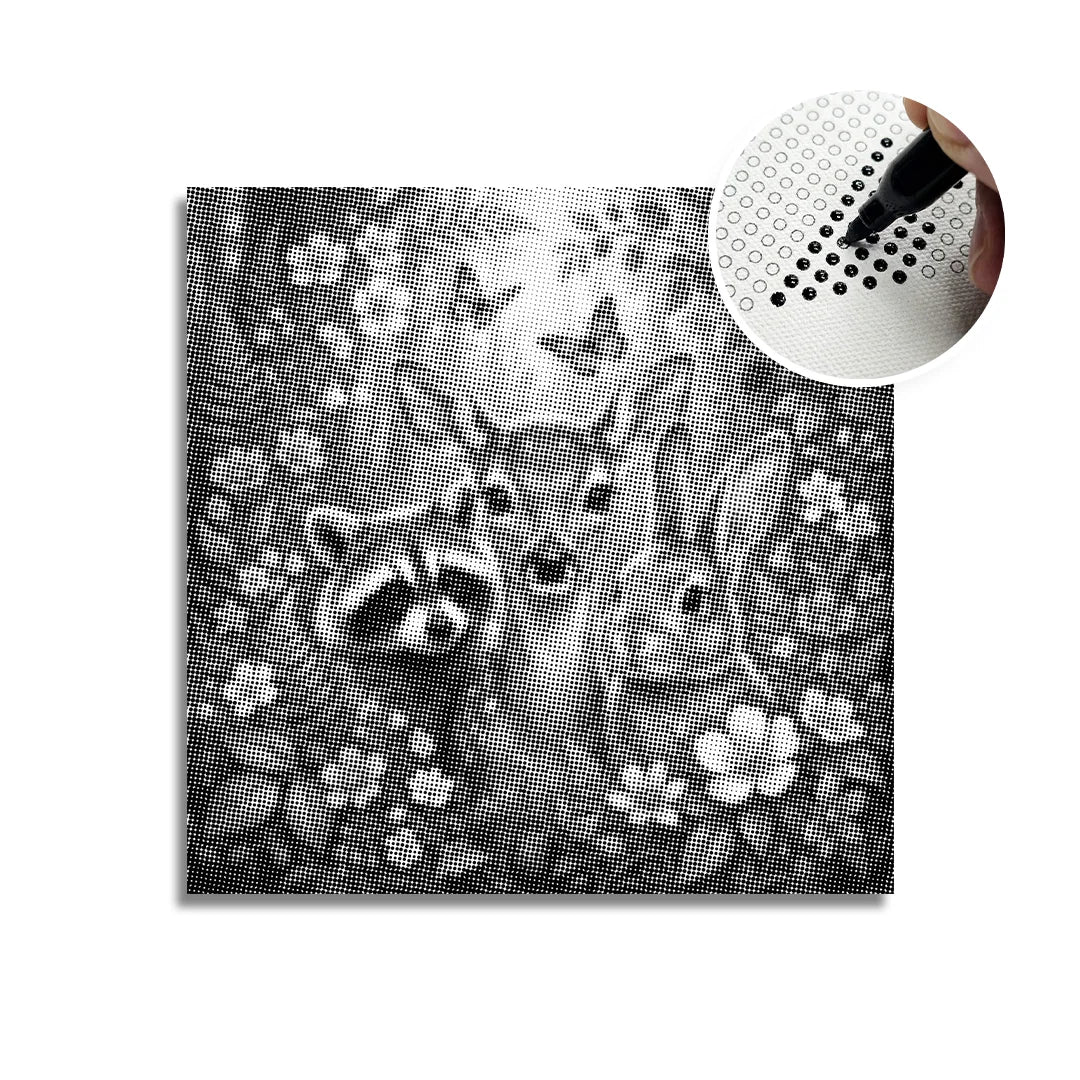 Vrouwen met een Wolf dot painting