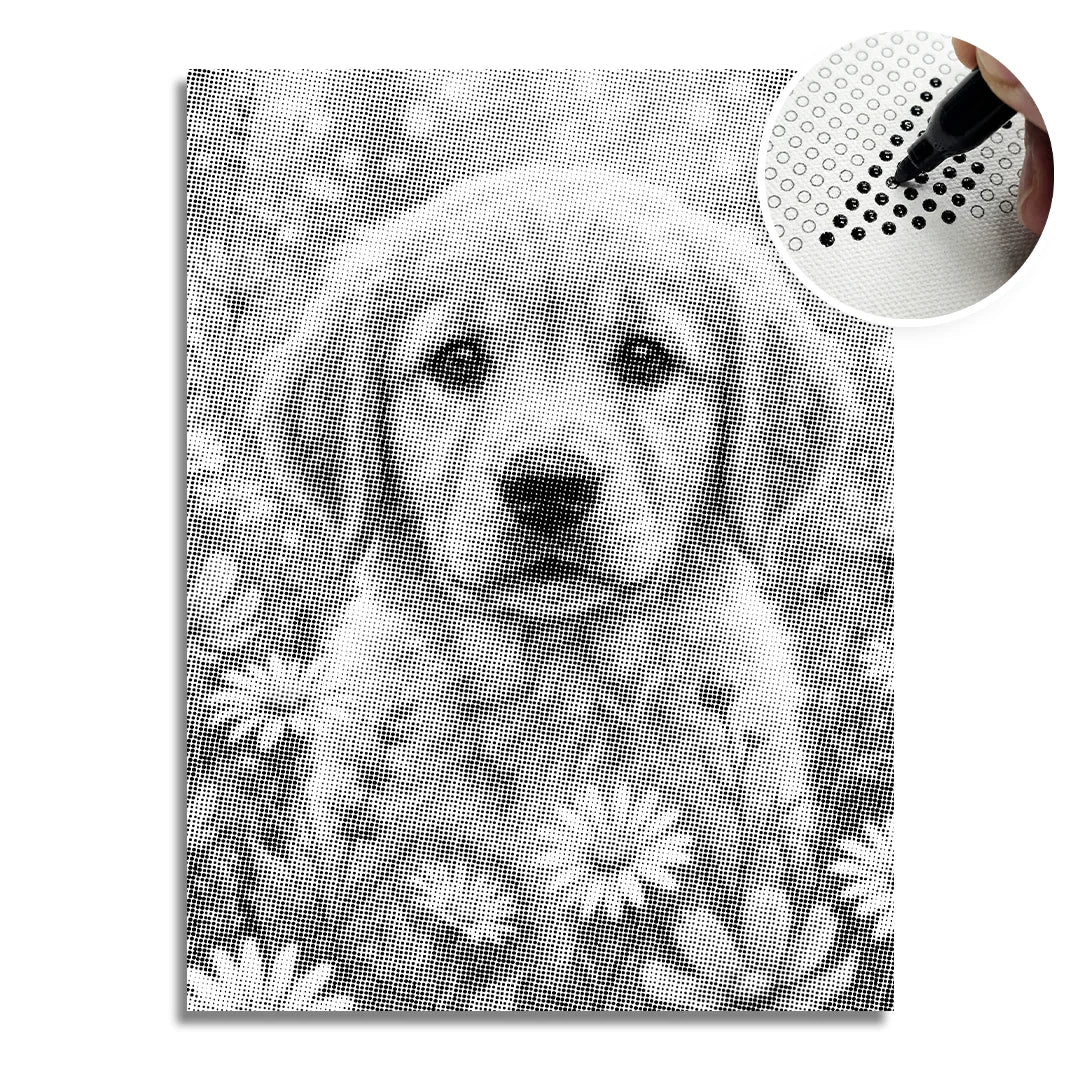Puppy met Bloemen Dot Painting