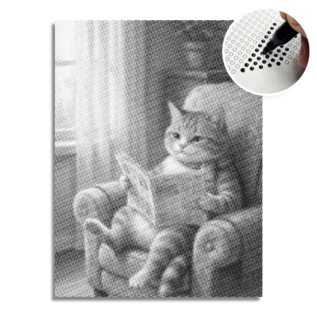 Vrouwen met een Wolf dot painting