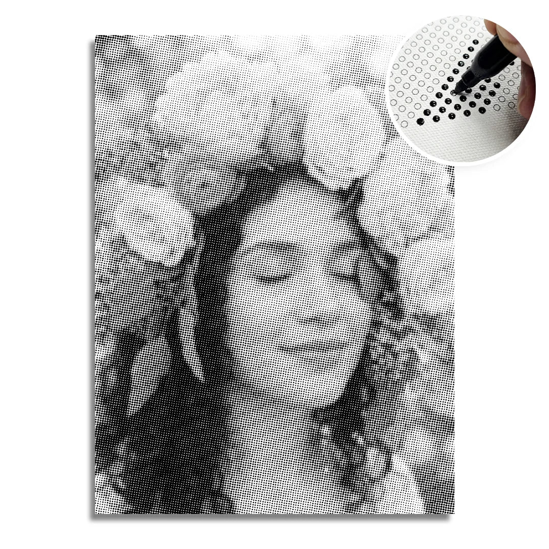 Vrouwen met een Wolf dot painting