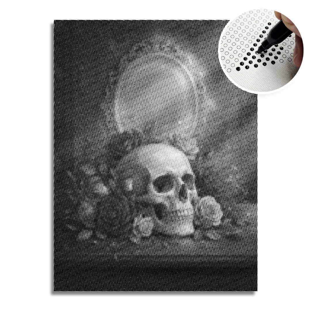 Doodshoofd met bloemen Dot Painting.com