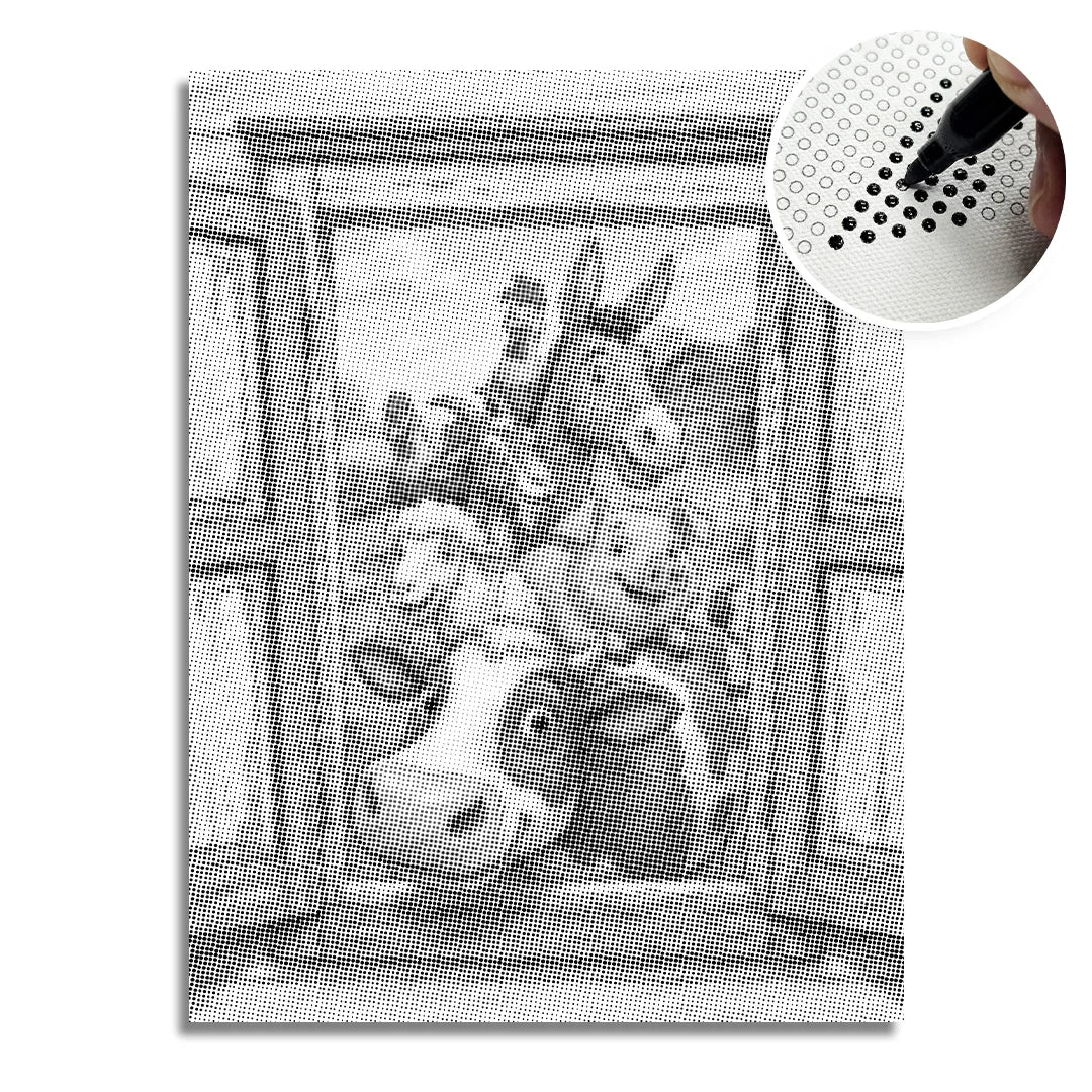 Vrouwen met een Wolf dot painting