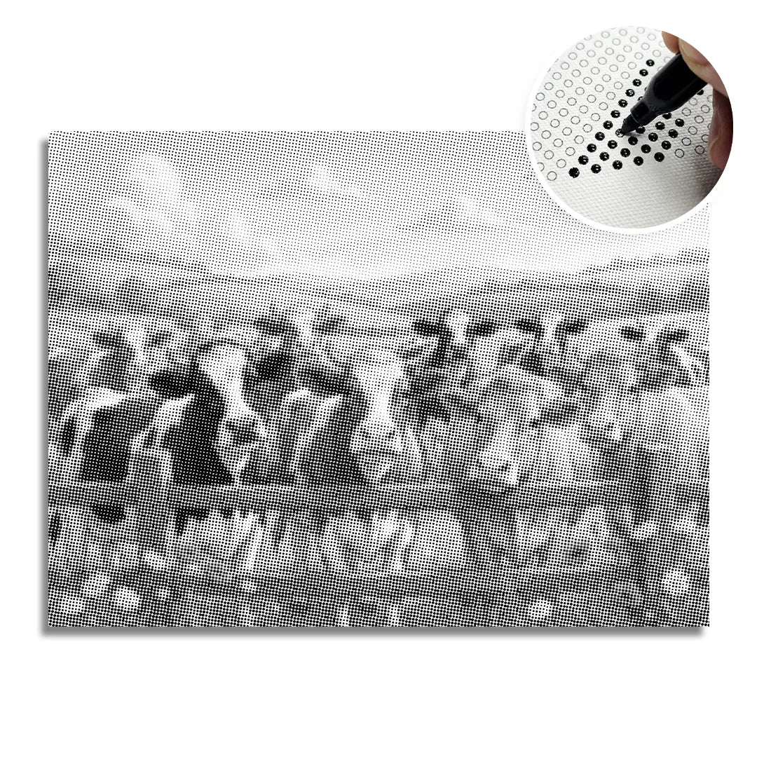 Vrouwen met een Wolf dot painting