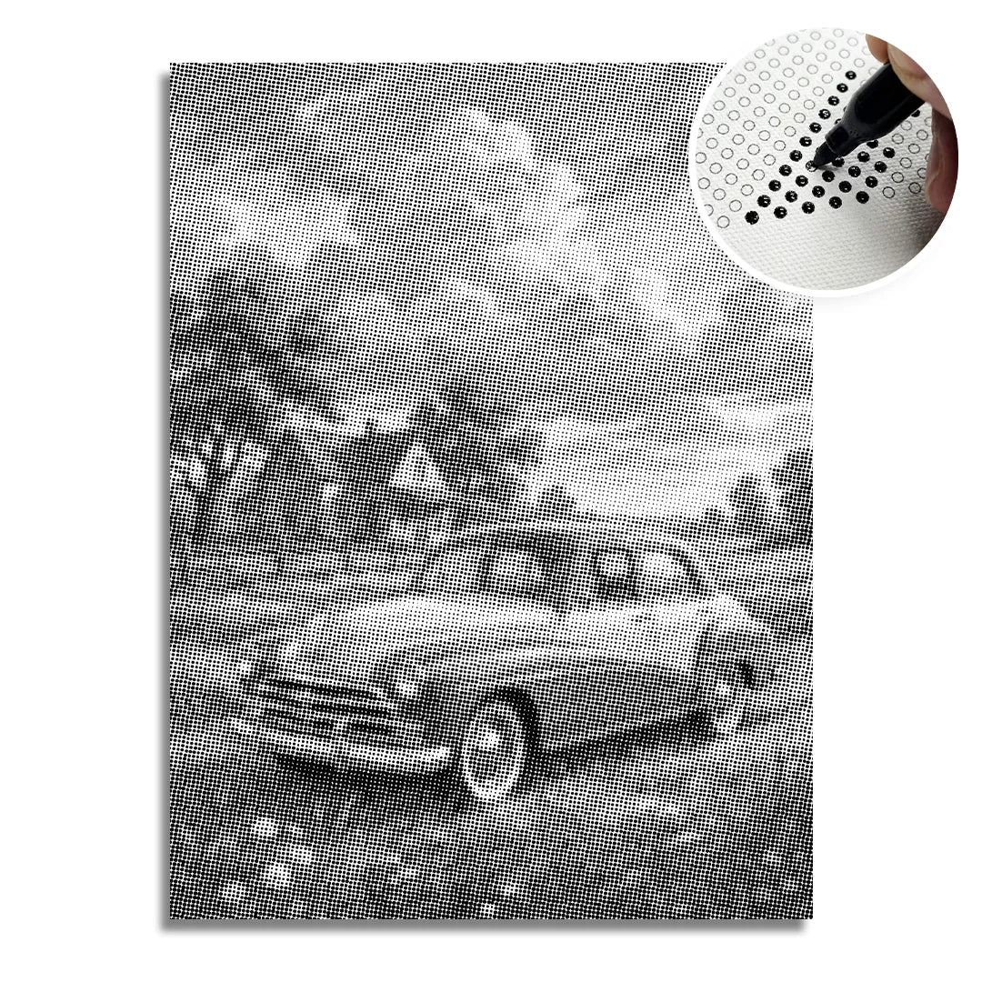 Vrouwen met een Wolf dot painting