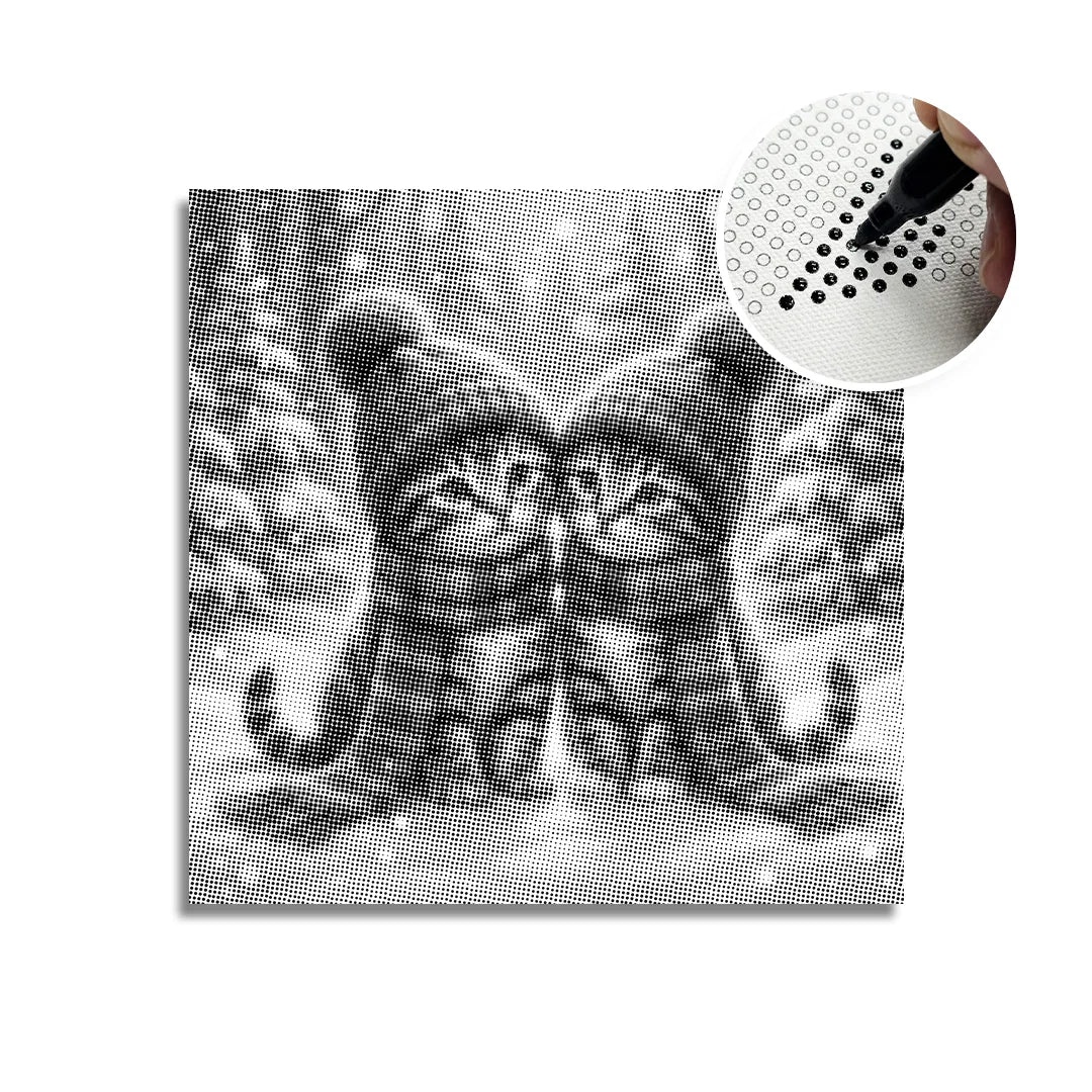 Vrouwen met een Wolf dot painting