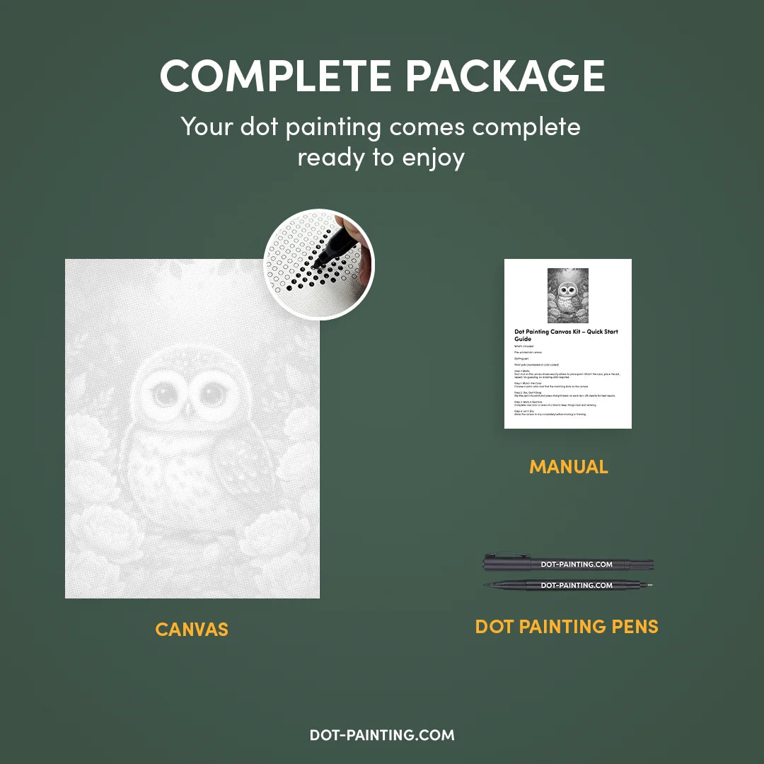 Babyuil met bloemen Dot Painting