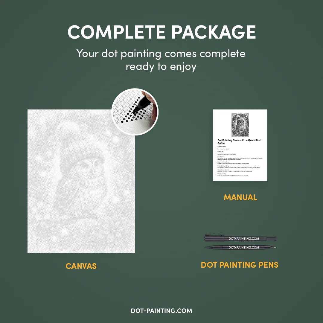 Weihnachtseule im Baum-Punktgemälde