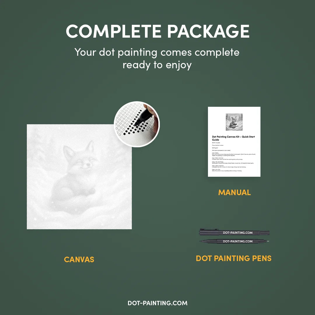 Fuchs spielt im Schnee-Punkt-Gemälde