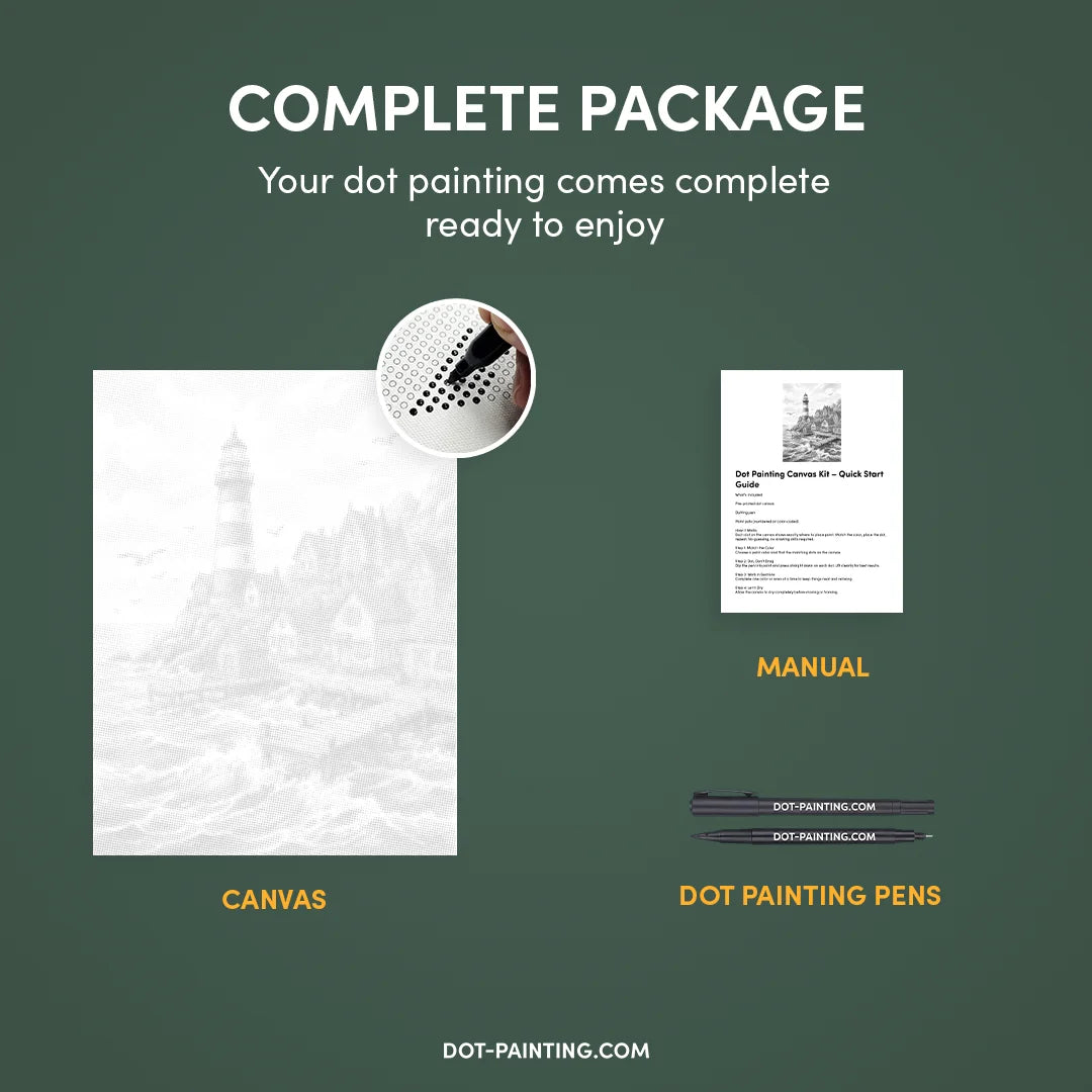 Dorf am Leuchtturm Dot Painting