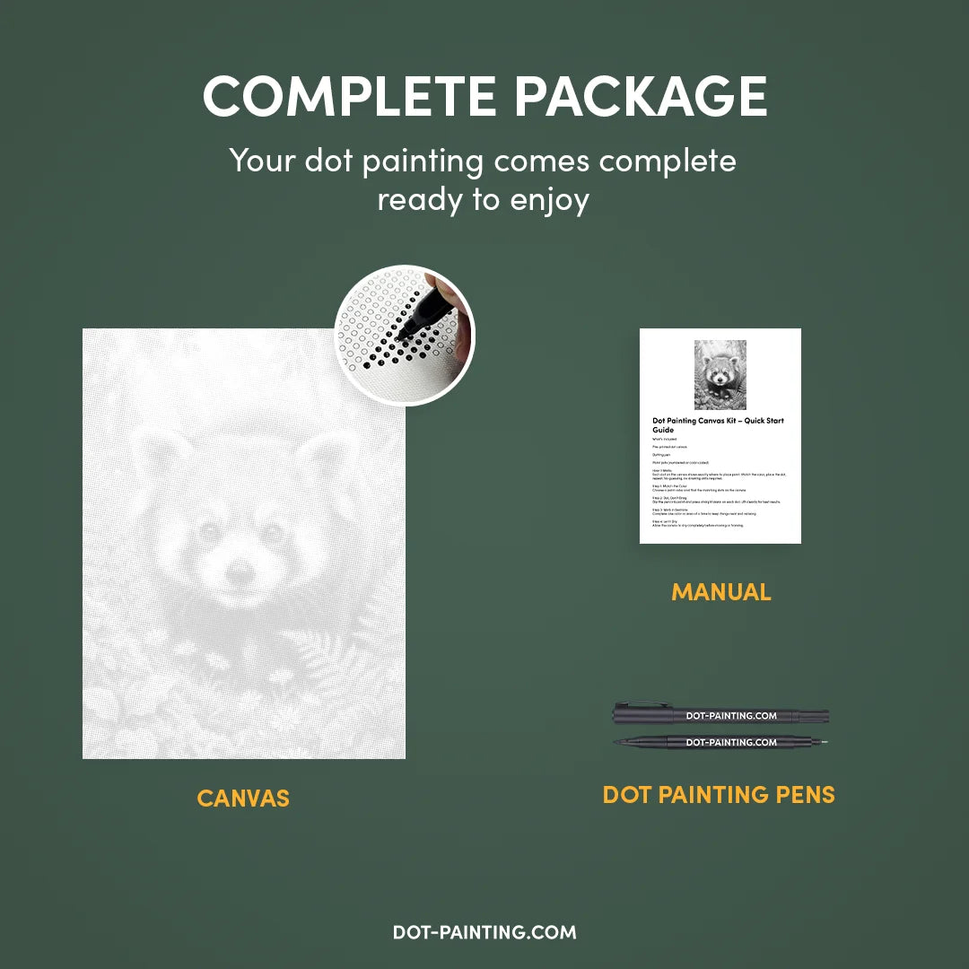 Roter Panda mit Blumen-Punktmalerei