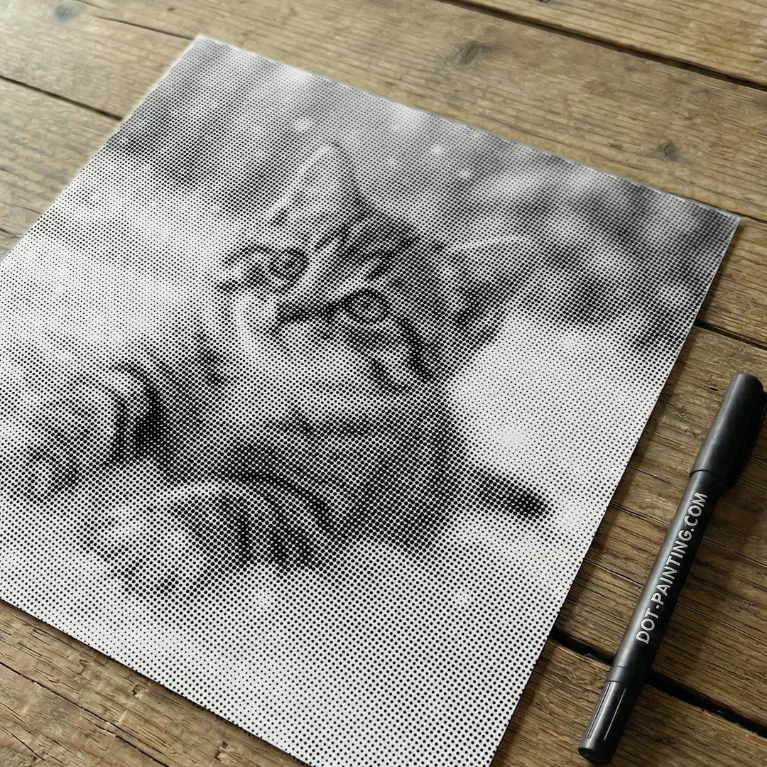 Katje in het sneeuwpuntschilderij