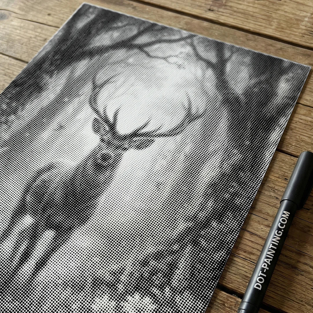 Hirsch mit Blumen-Punktmalerei