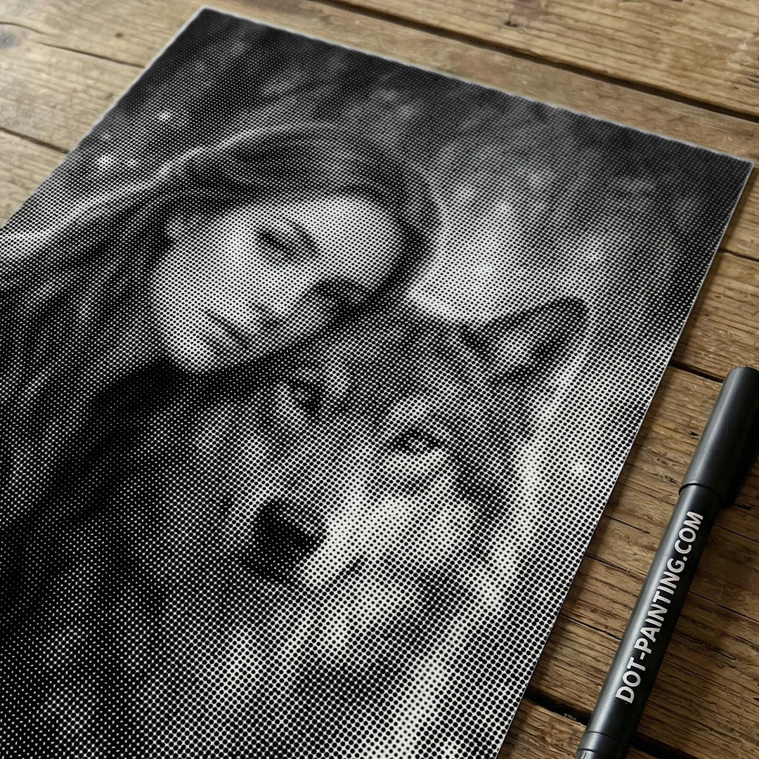 Frauen mit einem Wolf-Punktgemälde