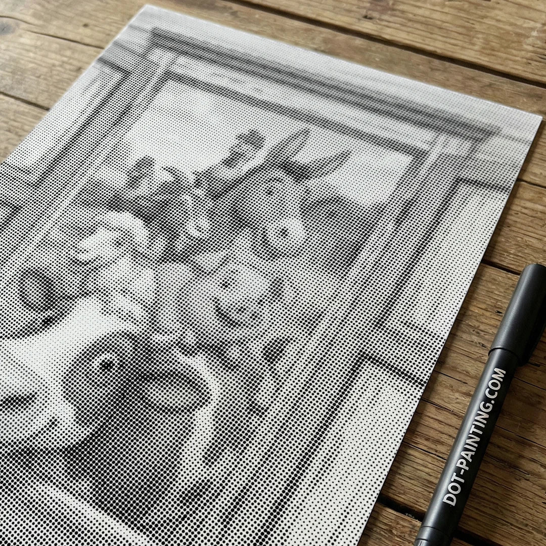 Kuriose Punktmalerei mit Nutztieren