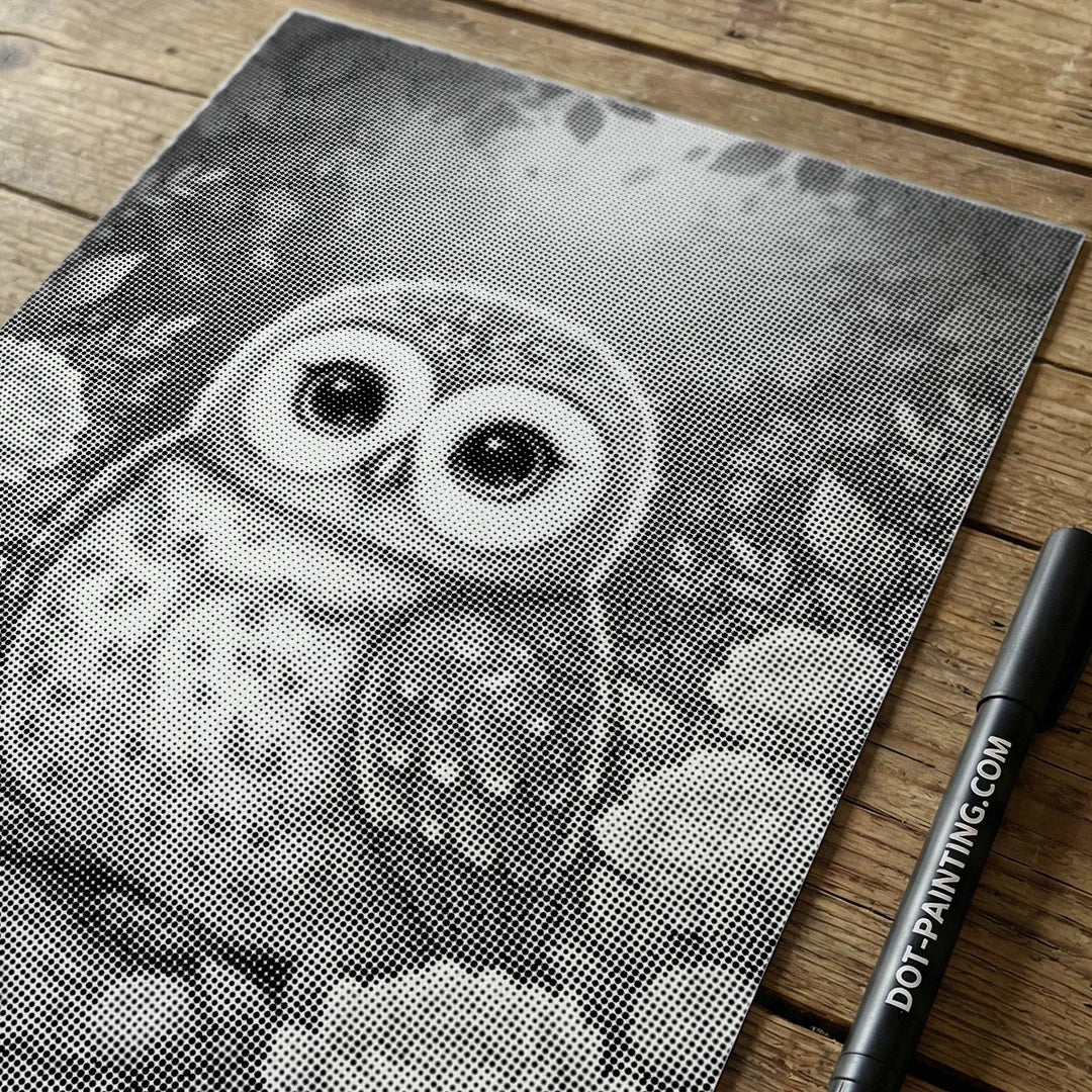 Babyuil met bloemen Dot Painting