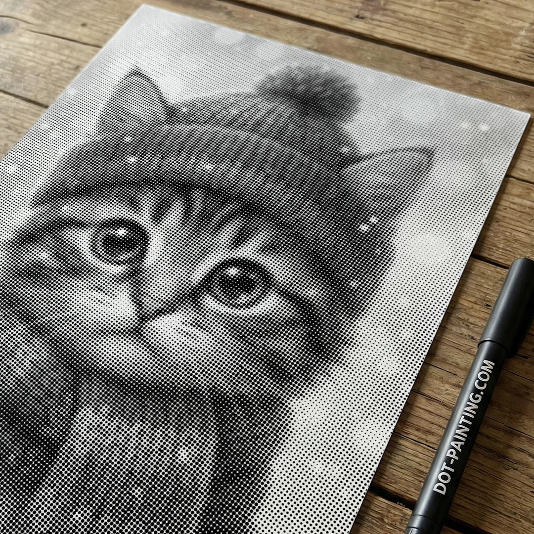 Winter Kitten Dot schilderij