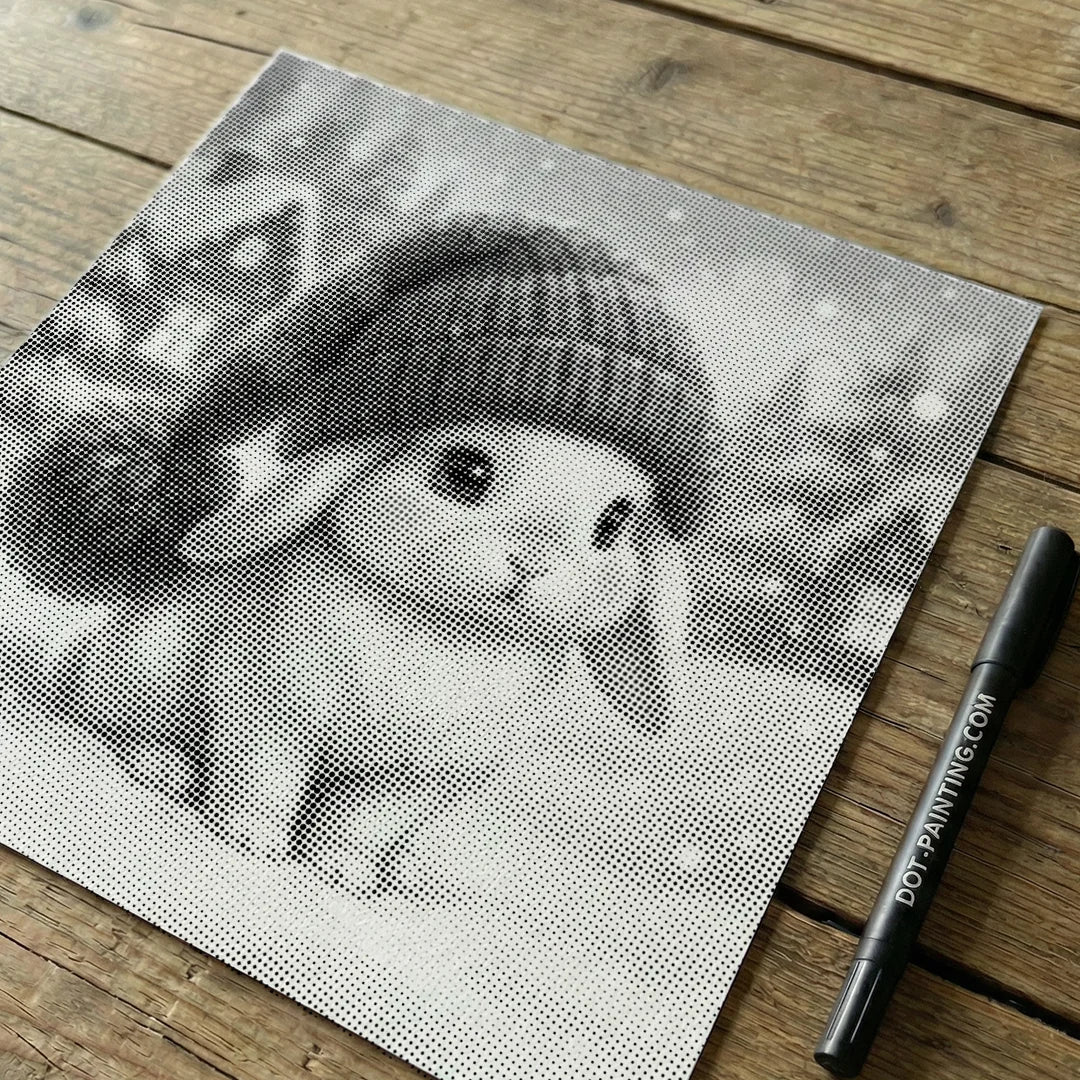 Winter Bunny Dot schilderij
