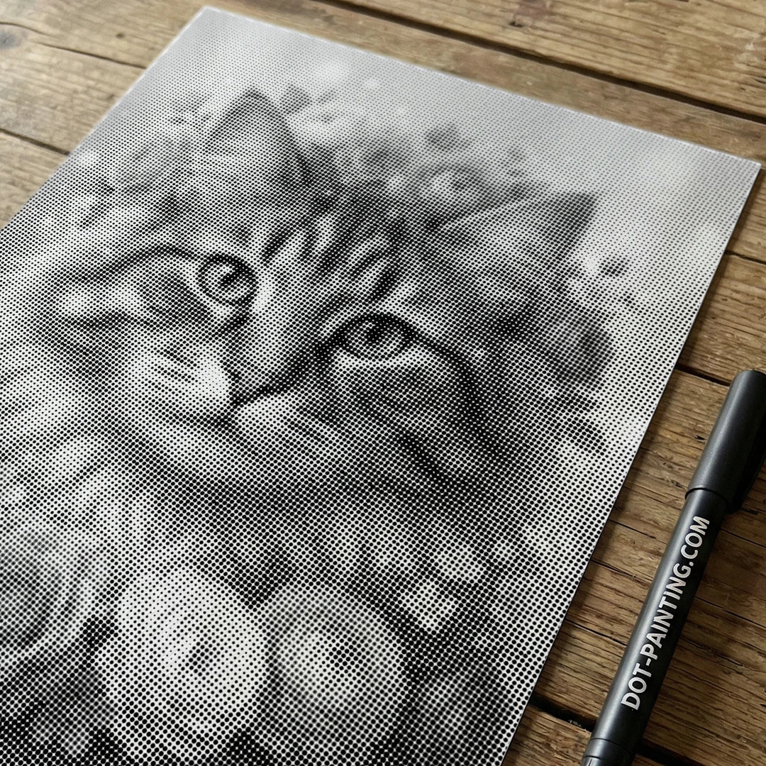 Kat met bloemen Dot Painting