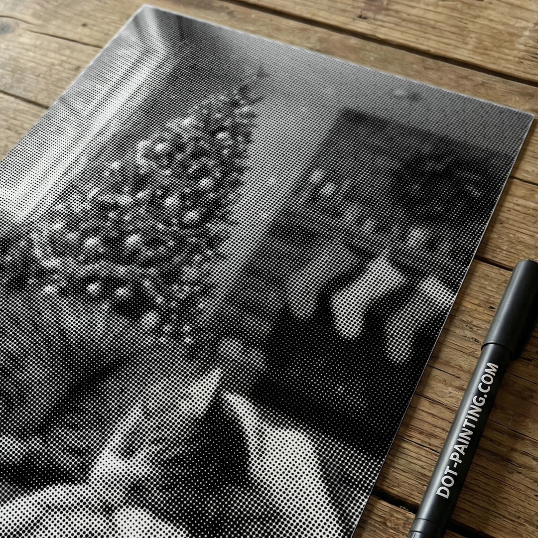Kat bij de kerstboom Dot Painting