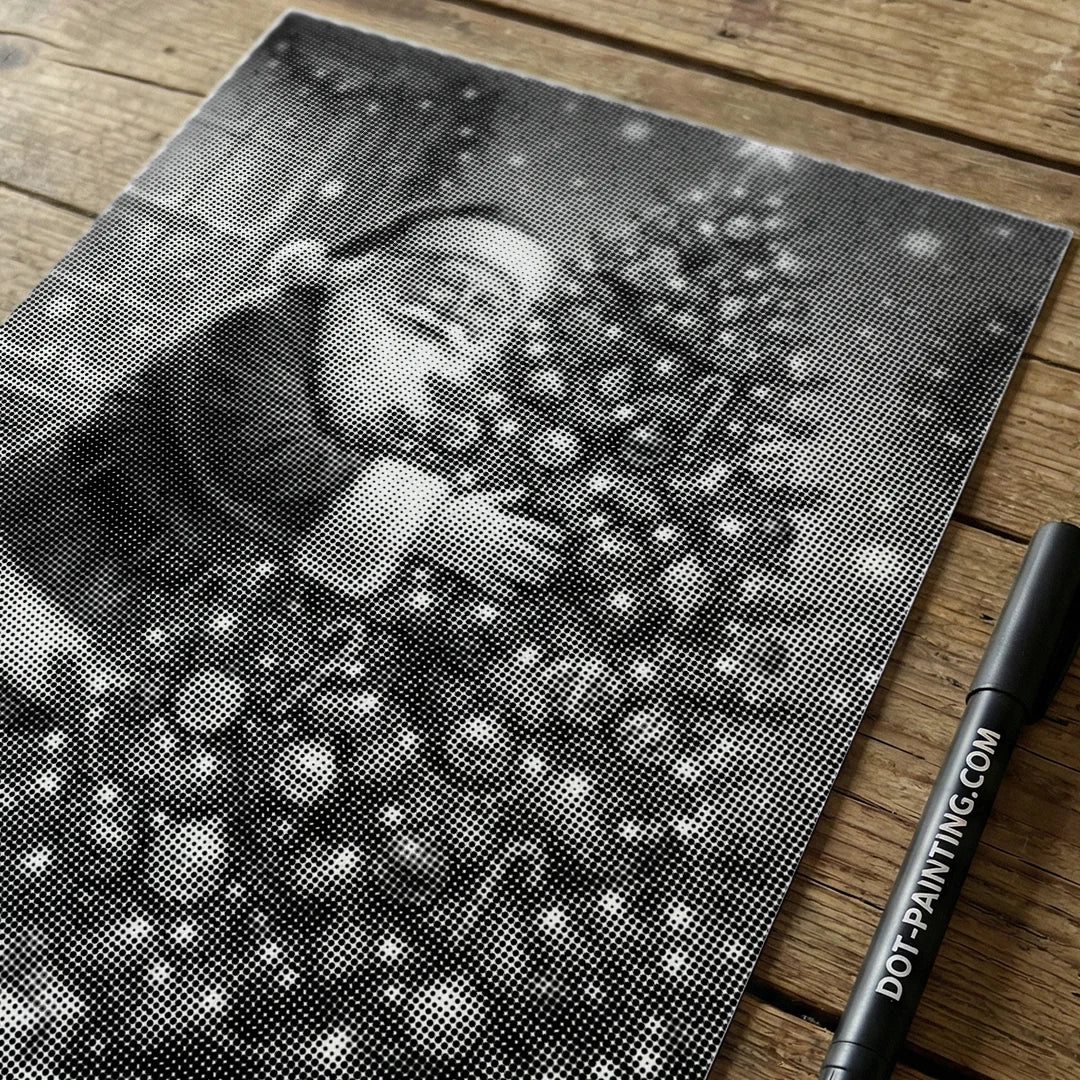 De Kerstman versiert de kerstboom-dot-schilderij