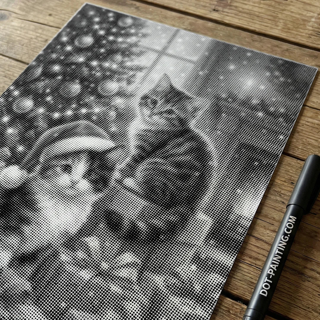 2 Weihnachtskatzen Punktmalerei