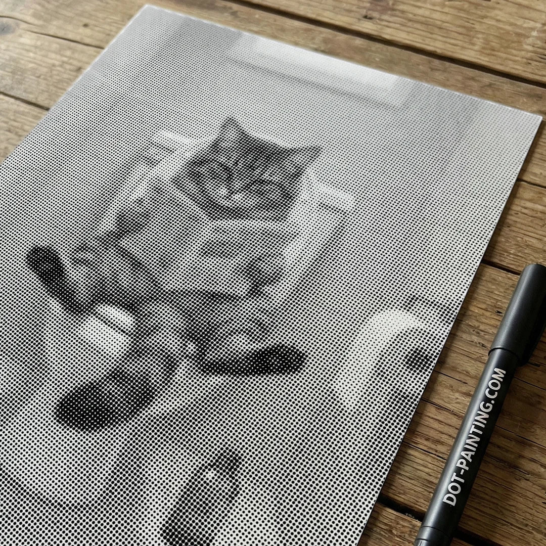 Katze auf der Toilette Punktmalerei