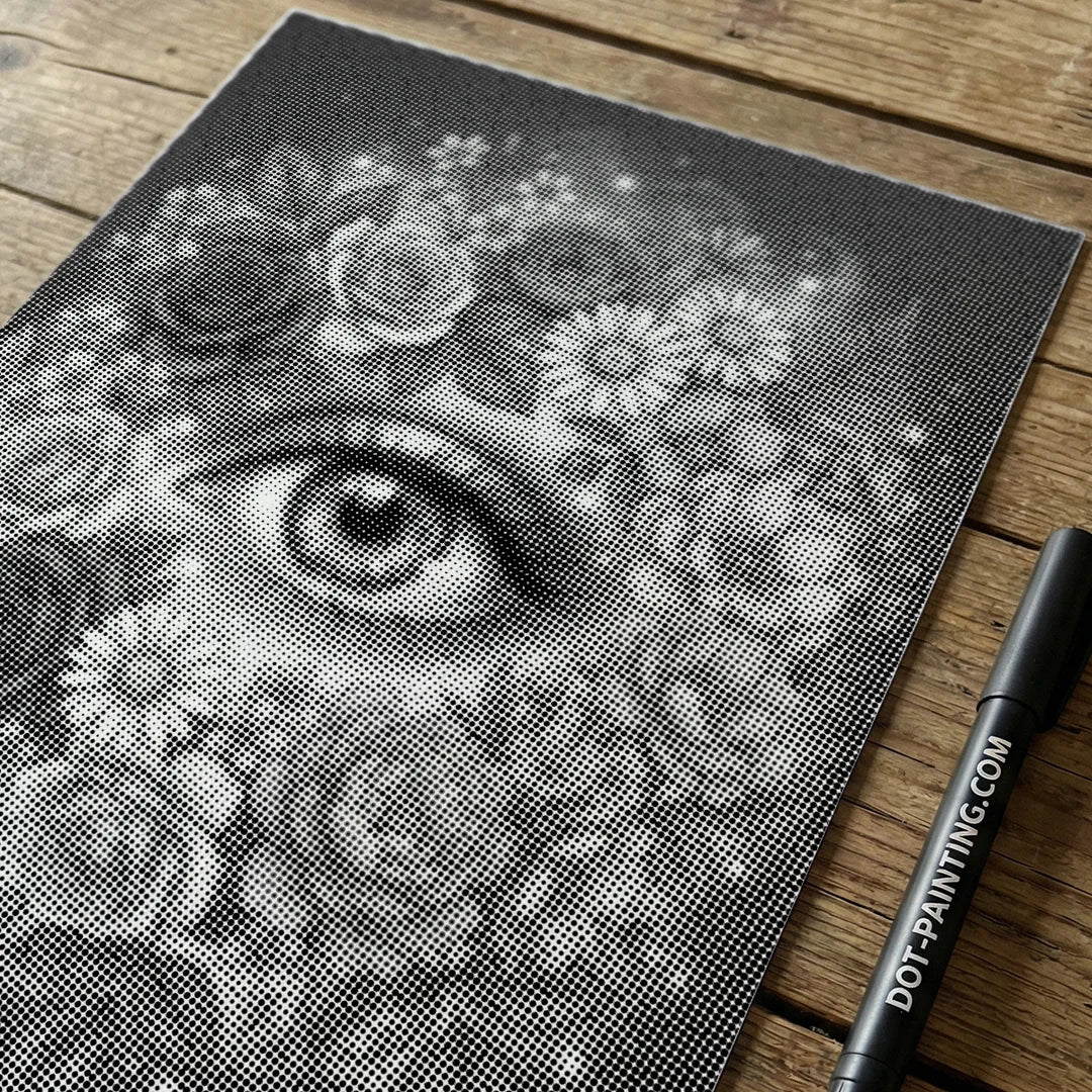 Auge mit Blumen-Punktmalerei