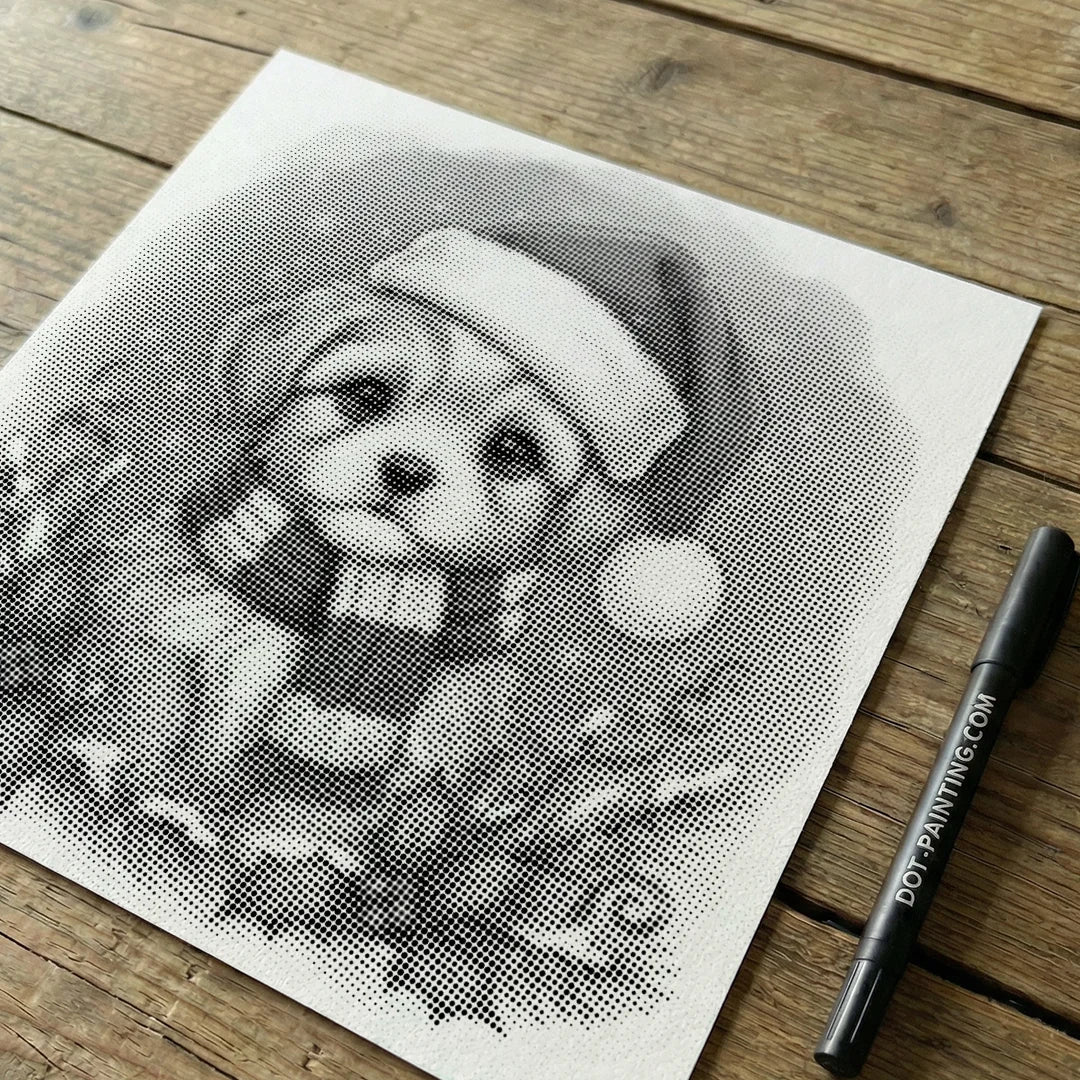Kerstpuppy 2-punts schilderij