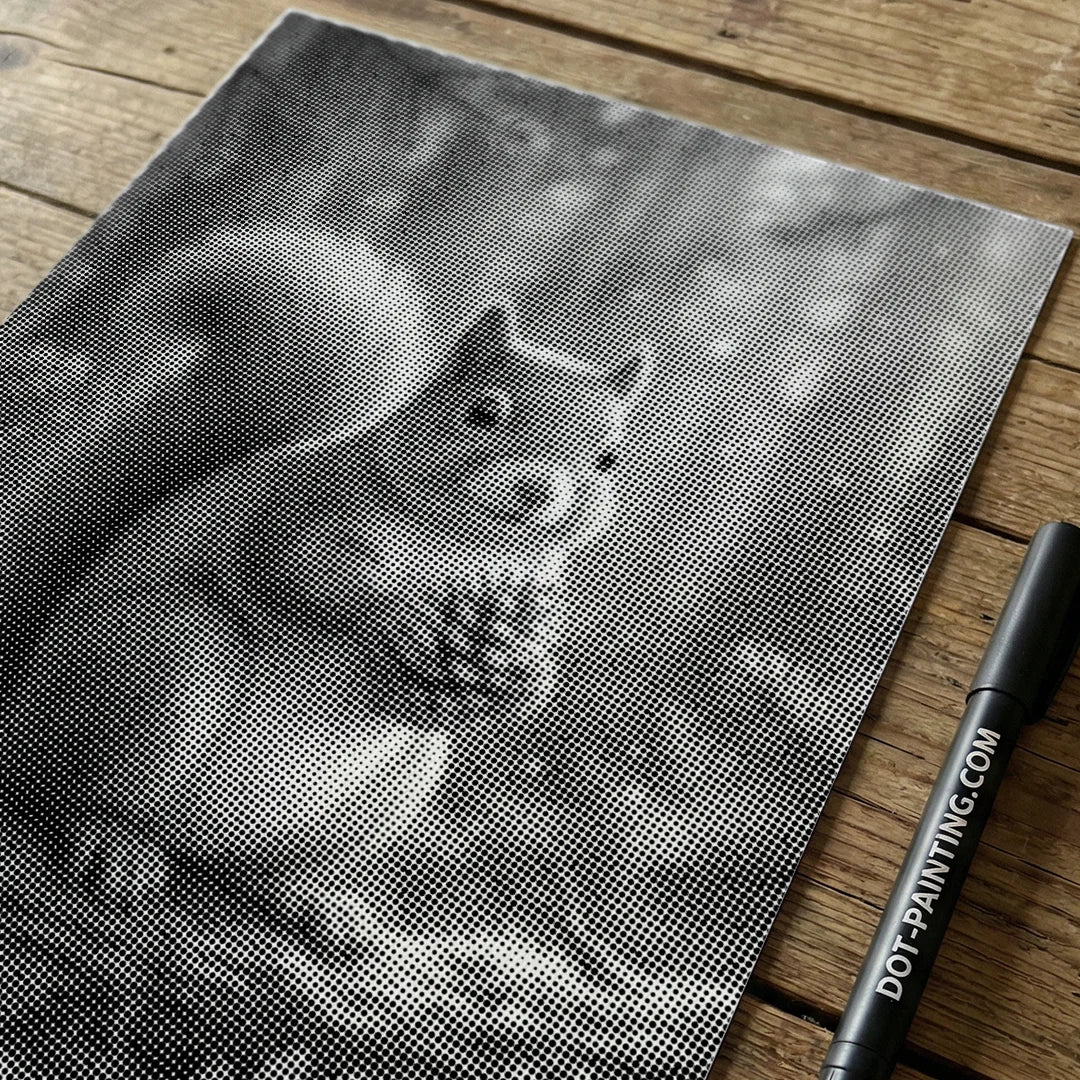 Eichhörnchen mit Tannenzapfen-Punktmalerei