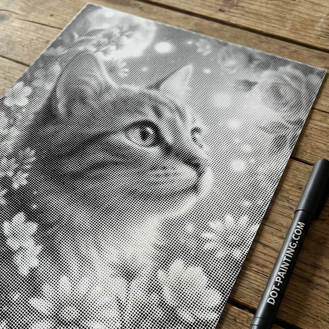 Katze mit Blumen-Punktmalerei