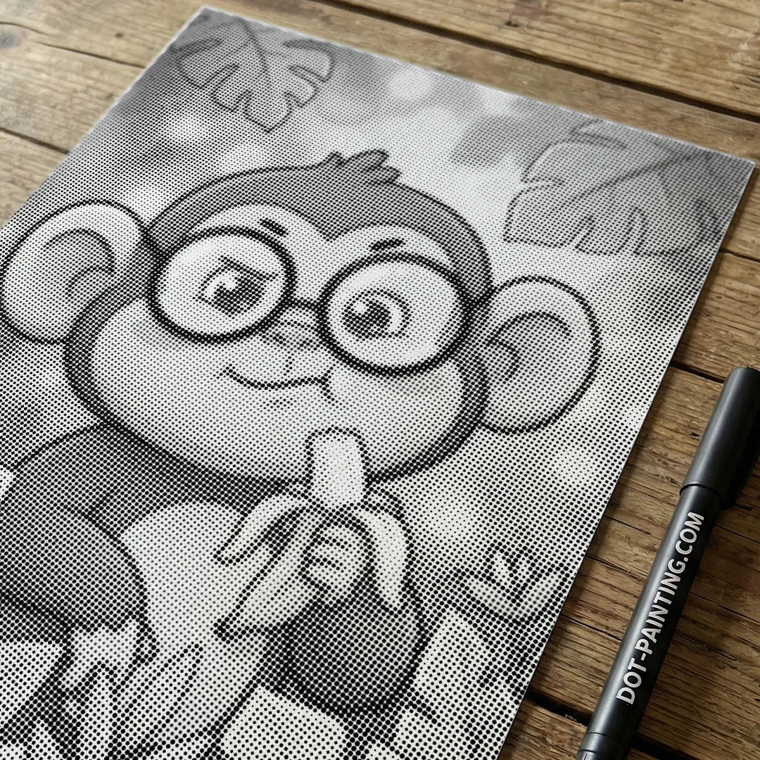 Affe mit Sonnenbrille, Punktmalerei