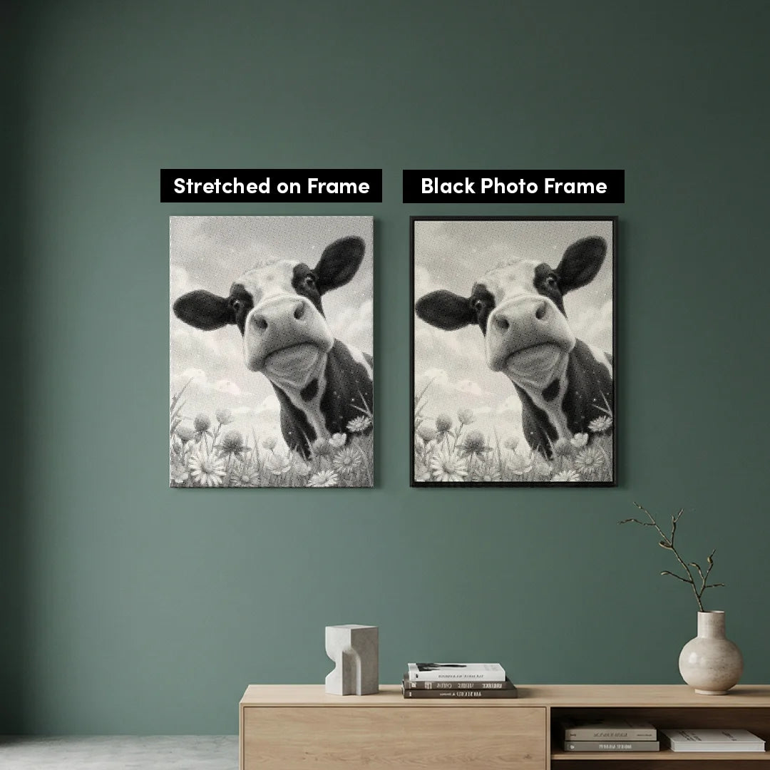 Glückliche Kuh mit Blumen-Punktmalerei