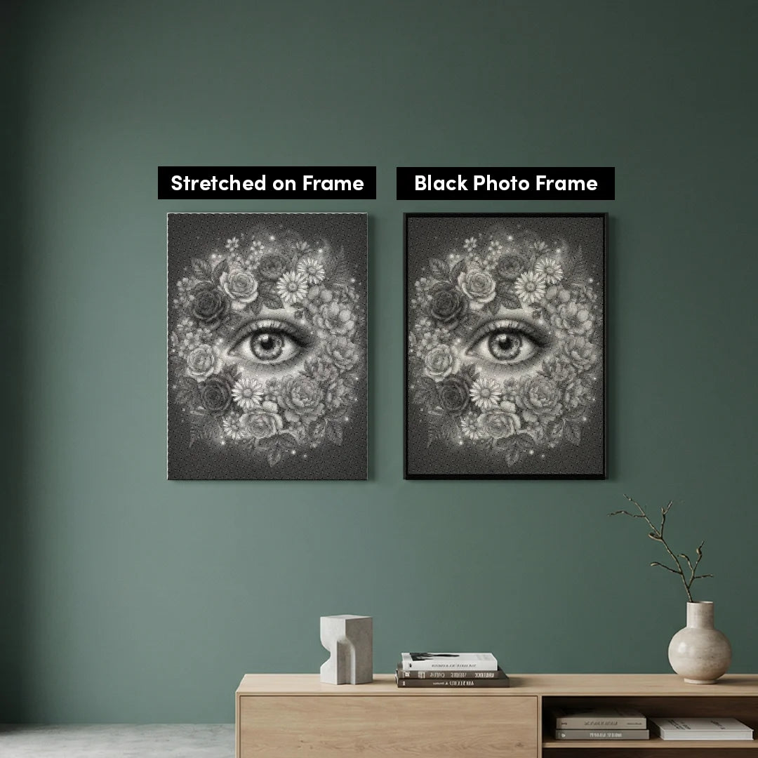 Auge mit Blumen-Punktmalerei