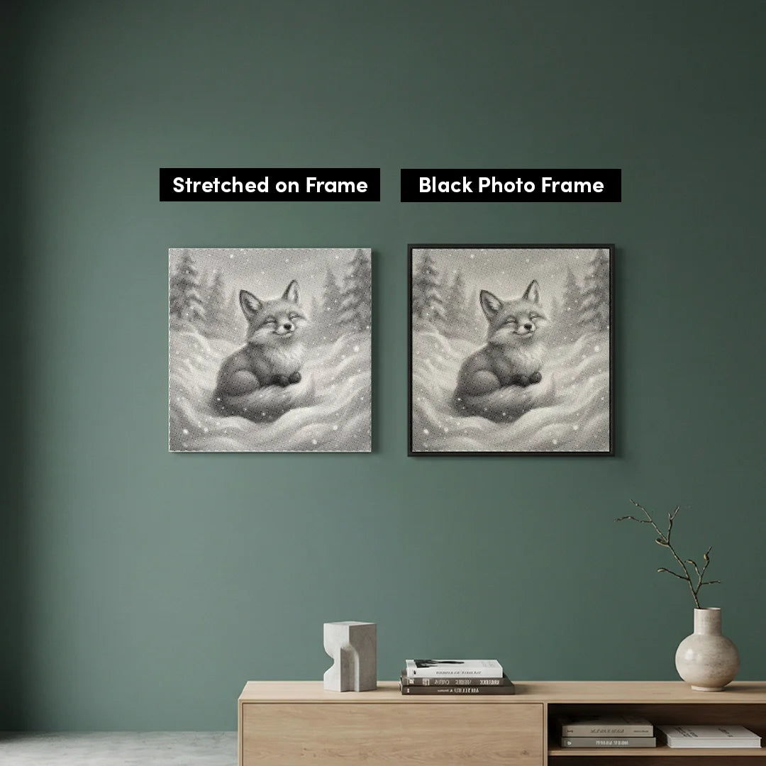 Fuchs spielt im Schnee-Punkt-Gemälde