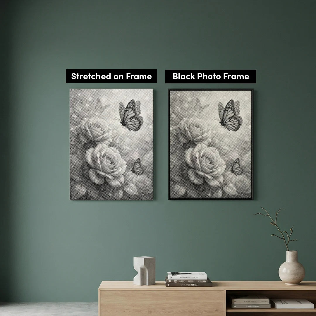 Vlinder met rozen Dot Painting