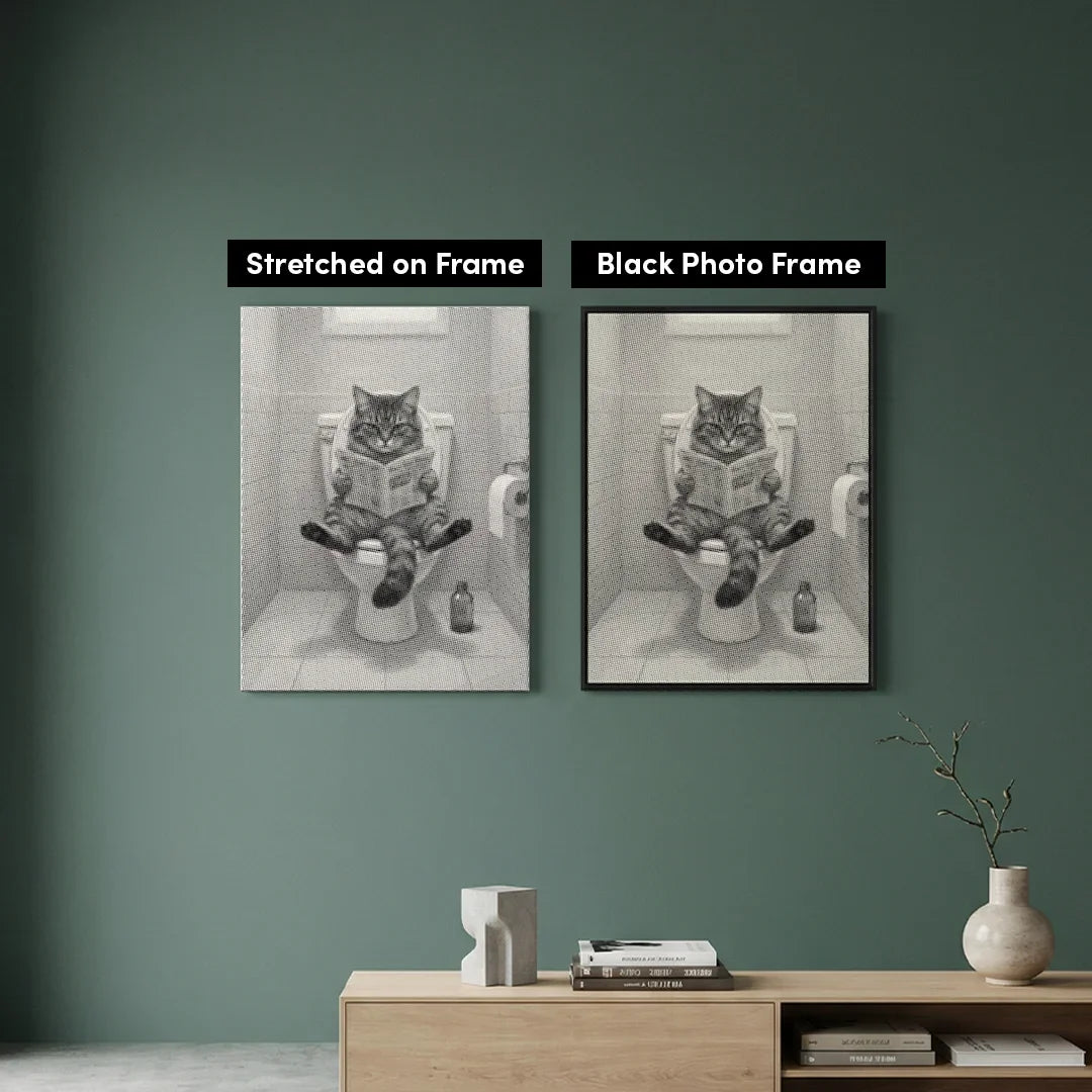 Katze auf der Toilette Punktmalerei