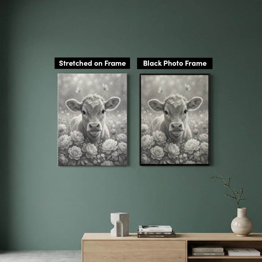 Kuh mit Blumen-Punktmalerei