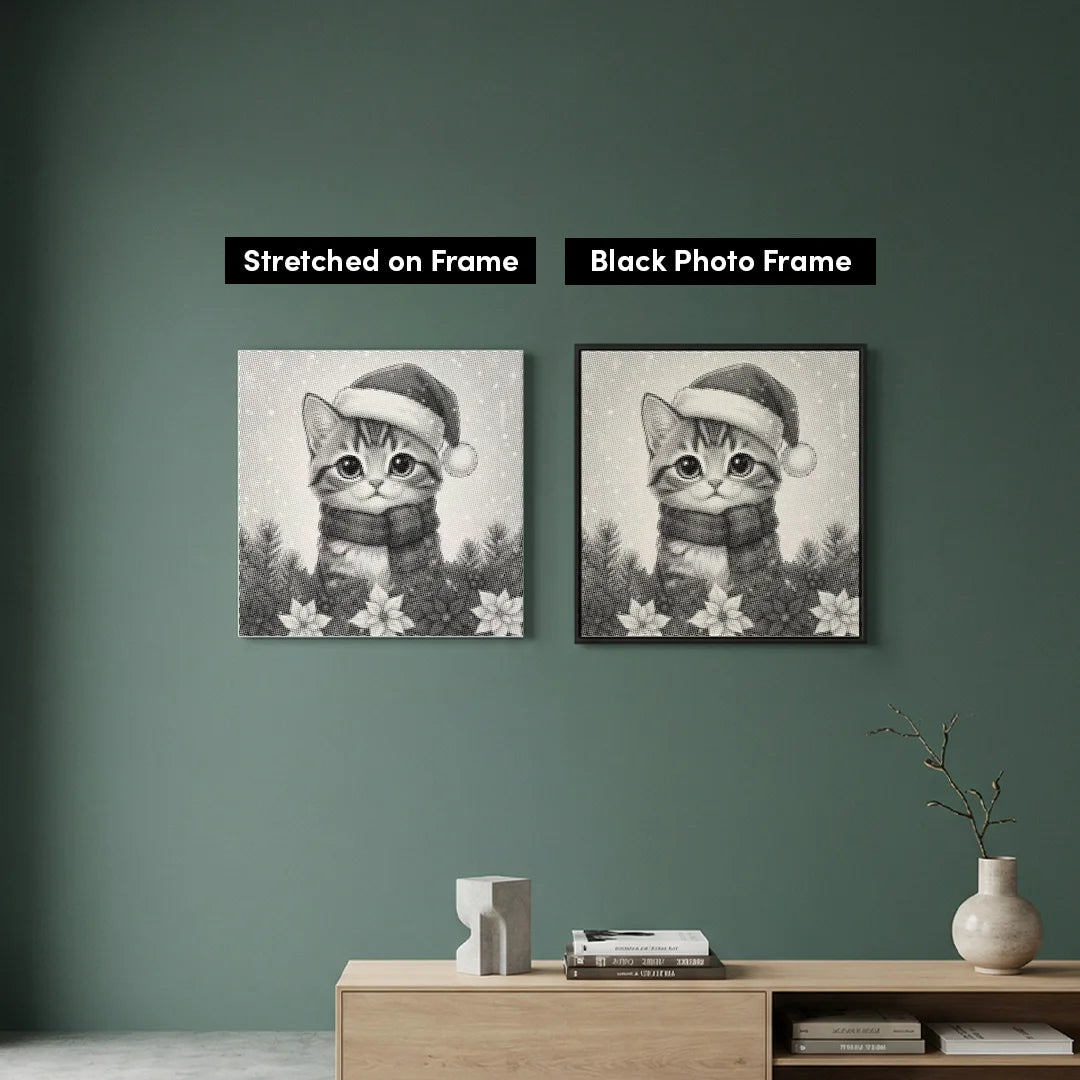 Katje met kerstmuts Dot Painting