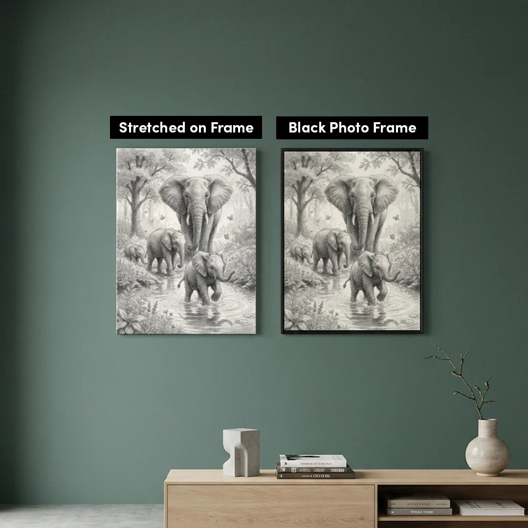 Punktmalerei der Elefantenfamilie