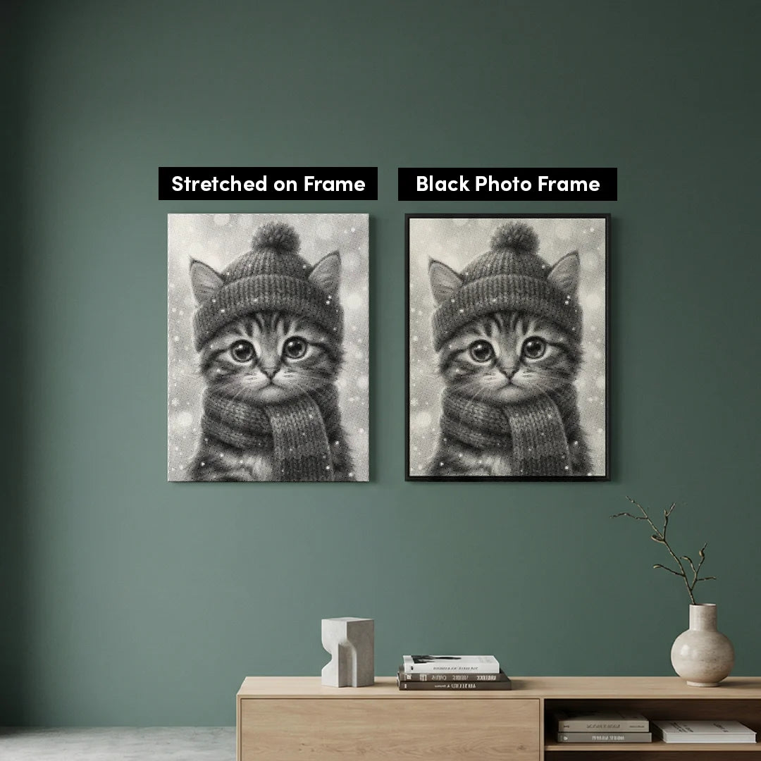 Winter Kitten Dot schilderij