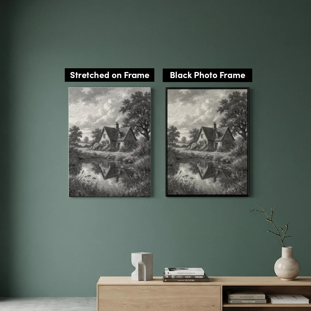 Haus auf der Heide-Punktmalerei