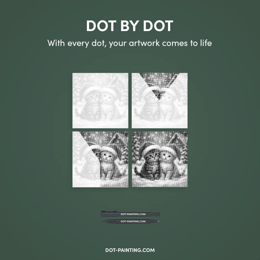 Kerst Kitten Dot schilderij