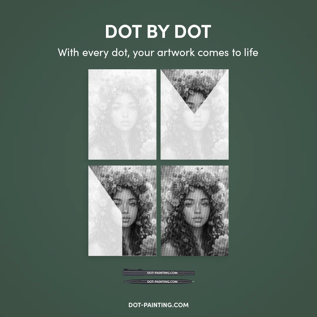 Frauen mit Blumen Punktmalerei