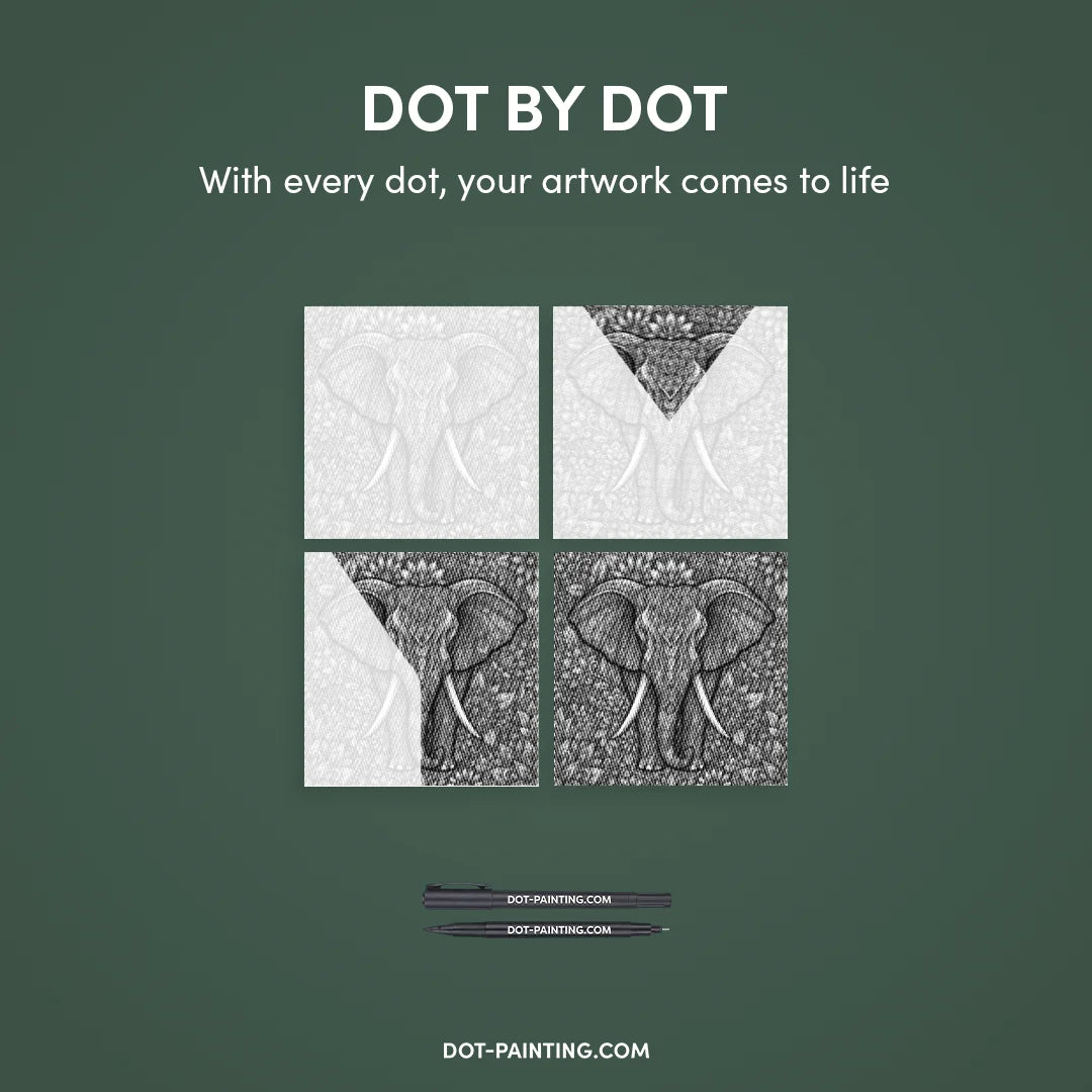 Florale Elefanten-Punktmalerei